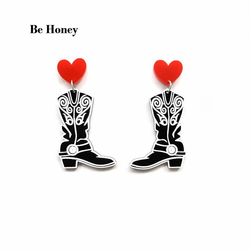 Women'S Fashion Wild West - Fashion Black Cowboy Boots With White