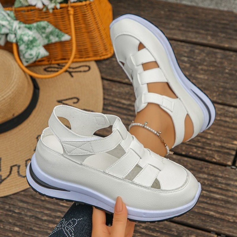 Women'S Fashion Velcro Sneakers - Womens Platform Sneaker Sandals Hollow Out
