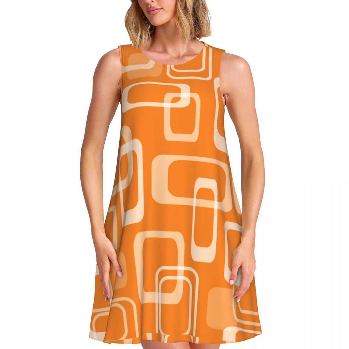 Women'S Fashion Of The 60S - Orange Retro Mod Dress 60s Square