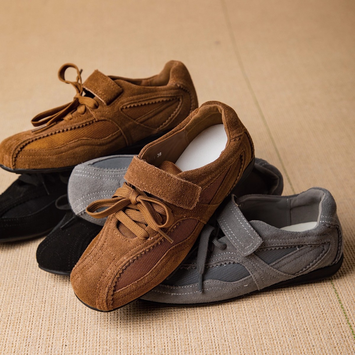Women'S Fashion Velcro Sneakers - Women Vulcanize Shoes Flat Sole Lace-up