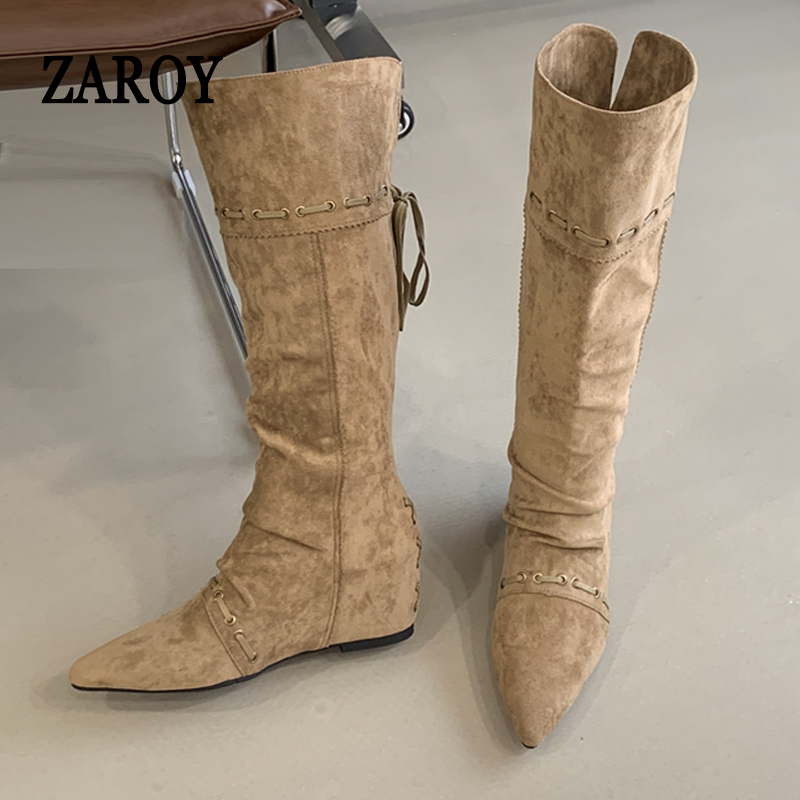Women'S Fashion Knee High Boots - ZAROY Winter Women Boots Fashion Drawstring
