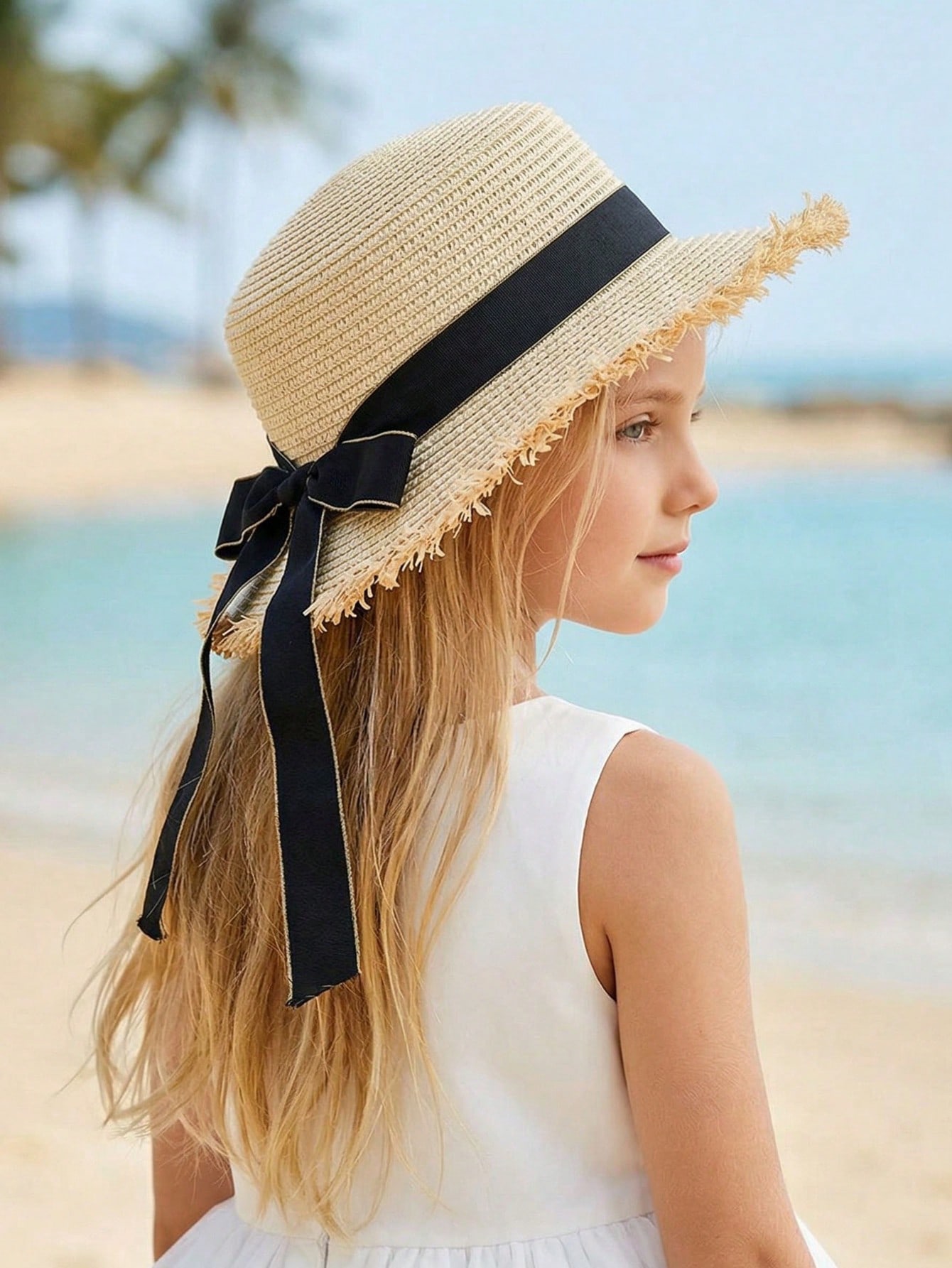1Pc 3-8Y Girls Coffee Broken B - огляд і ціна Straw Hat Summer