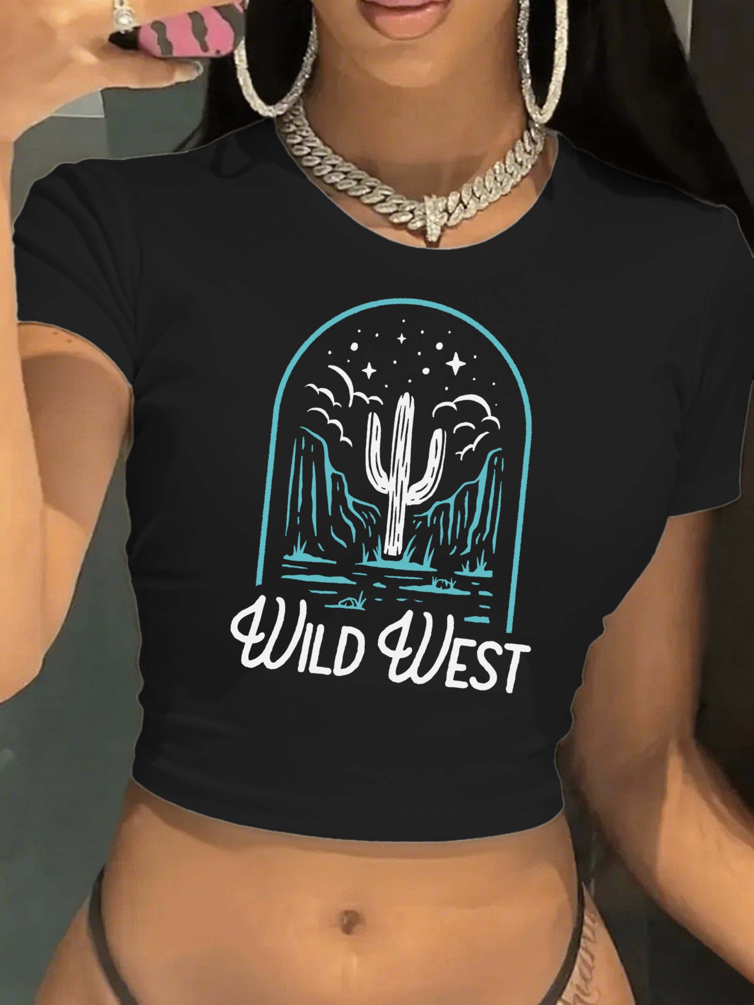 Womens Trendy Graphic Crop Top - огляд і ціна Women'S Fashion Wild West