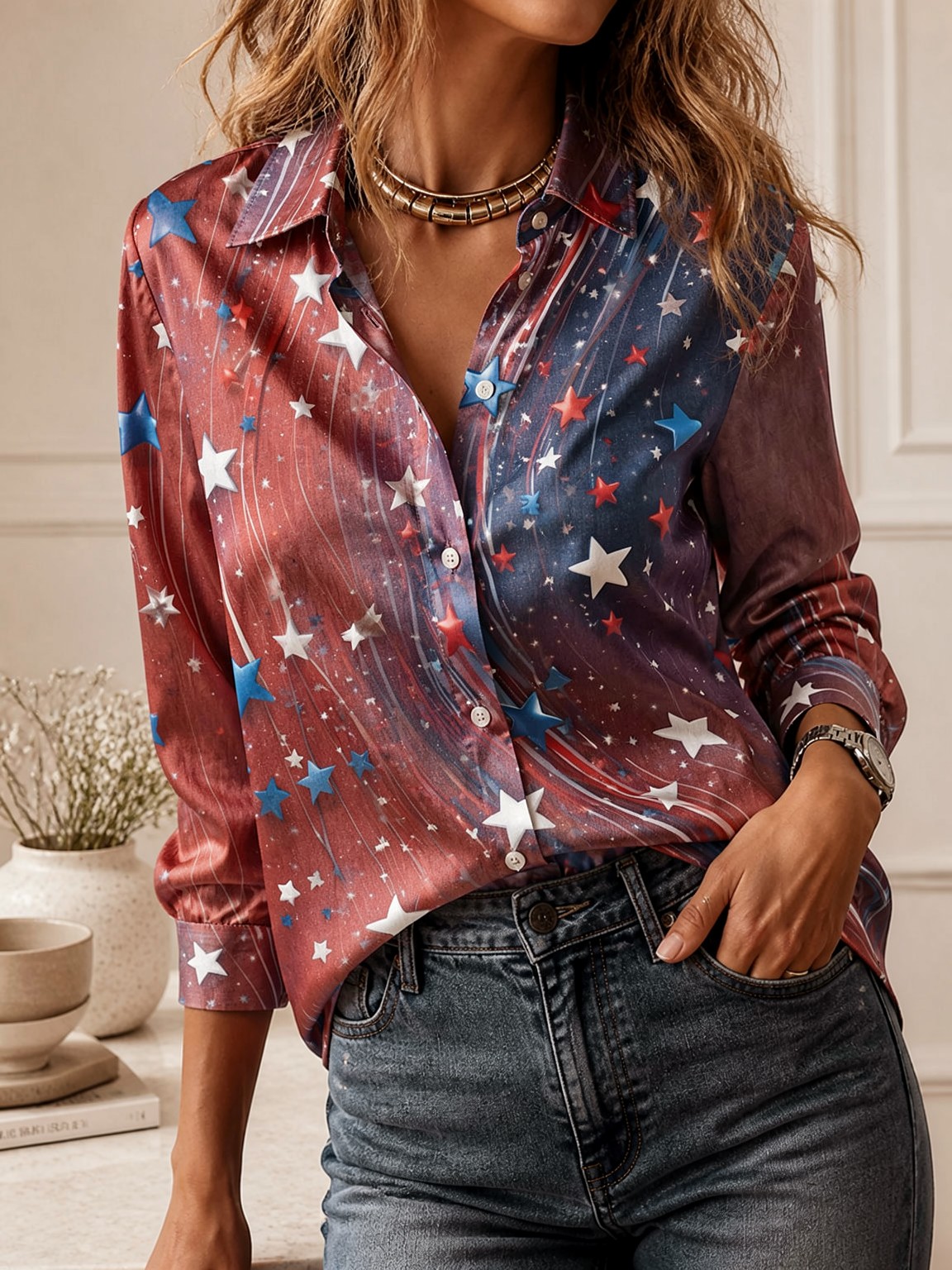 Elegant Long Sleeve Collared T - огляд і ціна Women Top Fashion