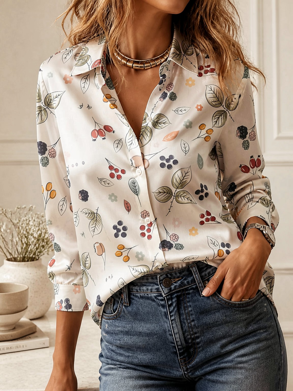 Elegant Long Sleeve Collared T - огляд і ціна Women Top Fashion