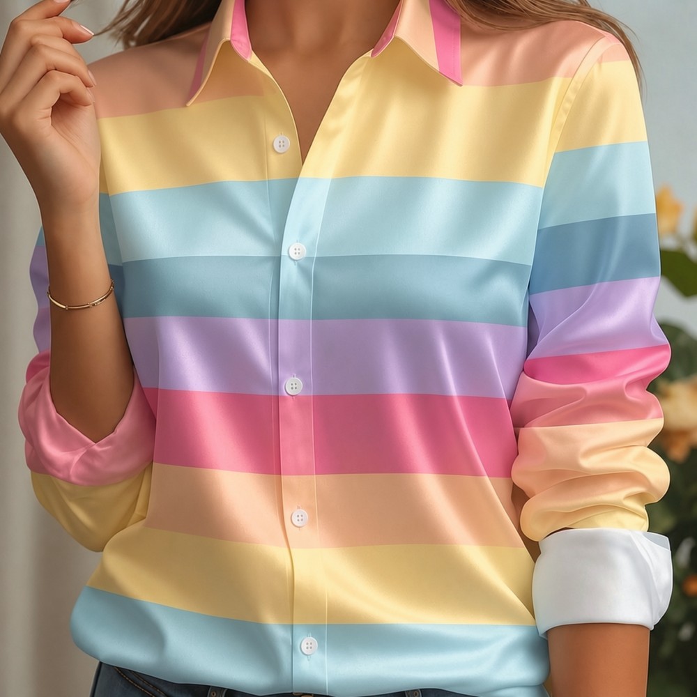 Women Satin Lapel Collar Shirt - огляд і ціна Women Top Fashion