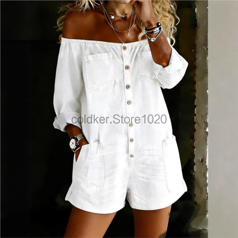 New Women Casual Off Shoulder  - огляд і ціна Women'S Fashion Vintage Off Shoulder Long Sleeve Jumpsuit