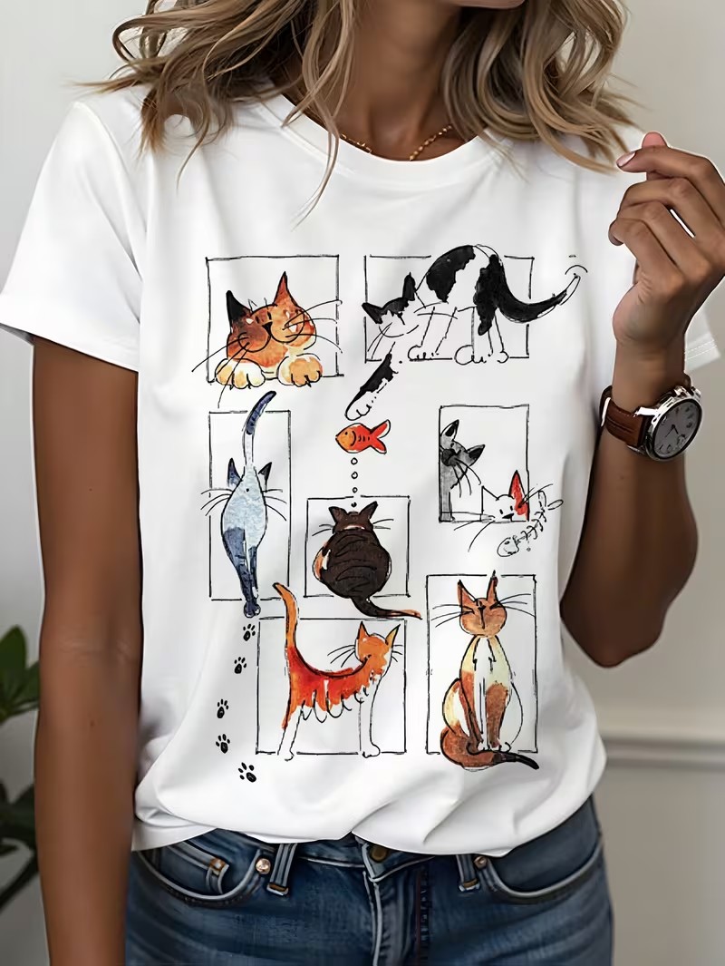 Women's 90s Casual T Shirt Gra - огляд і ціна Women Fashion Pose