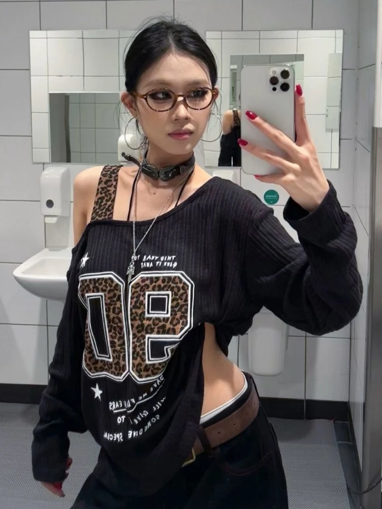 Y2K Patchwork Leopard Print T- - огляд і ціна Women Top Fashion