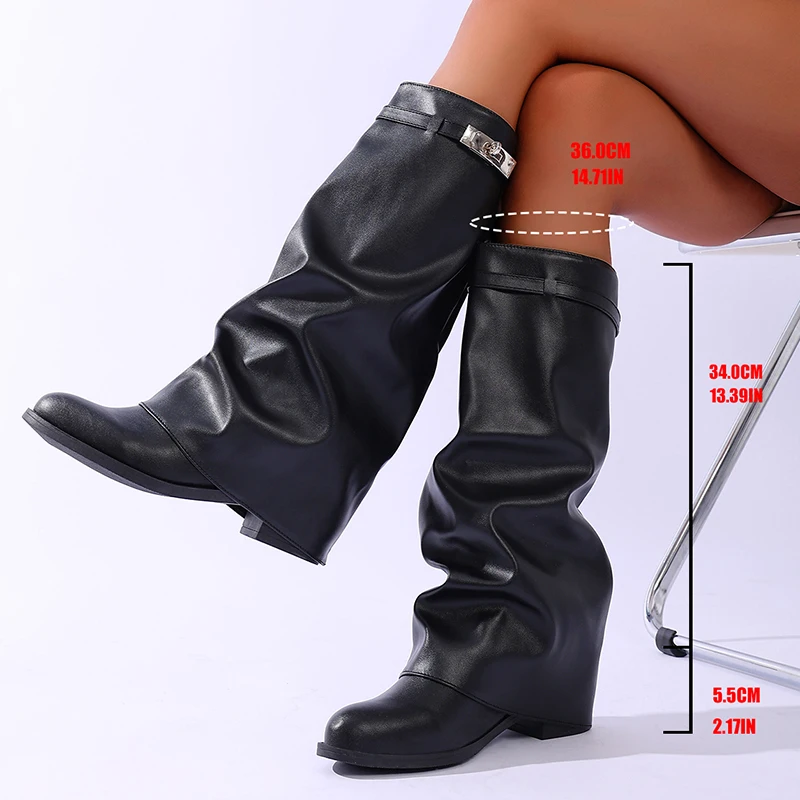 Brand Design Black Pu Leather  - огляд і ціна Women'S Fashion Knee High Boots