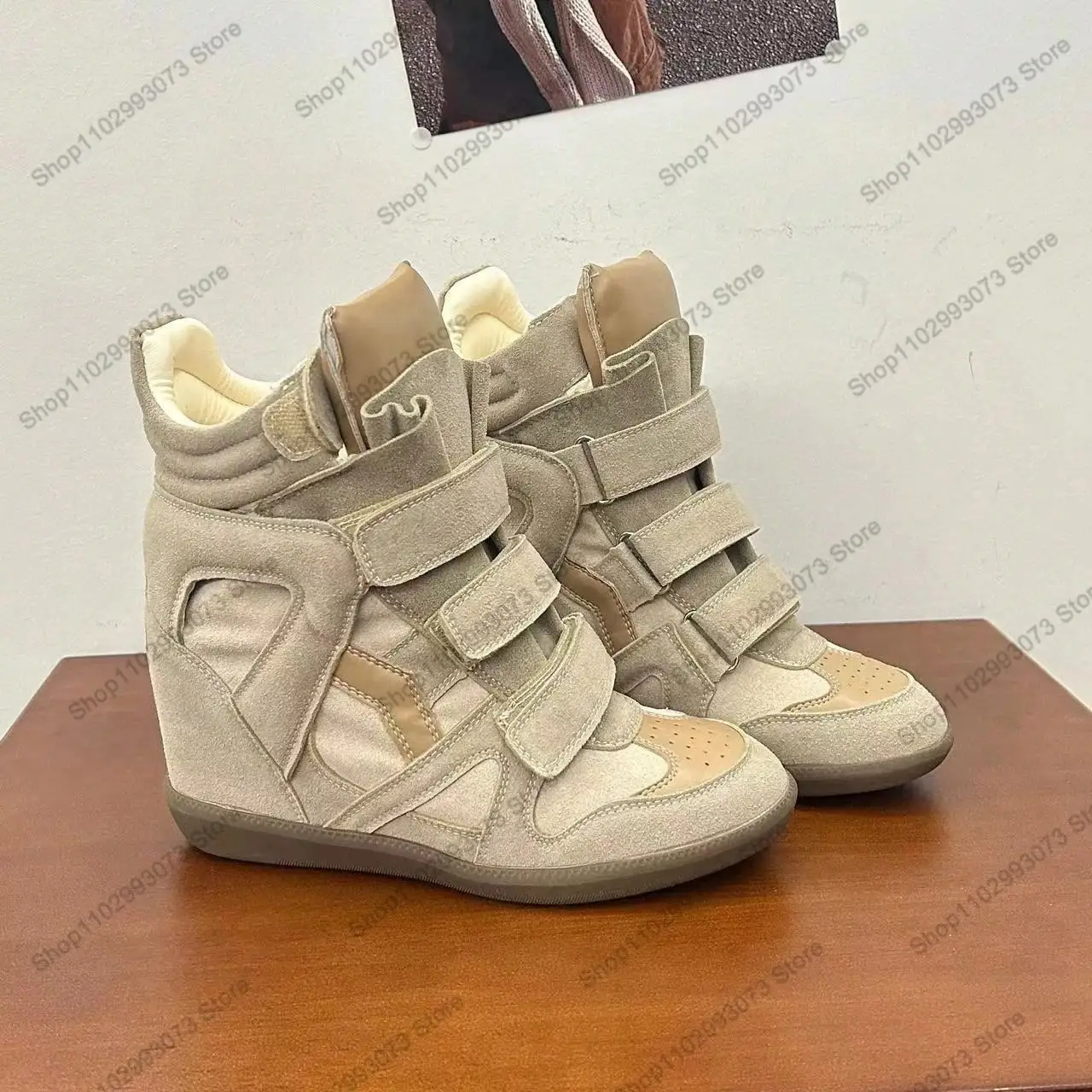 High Top Wedge Sneakers for Wo - огляд і ціна Women'S Fashion Velcro Sneakers