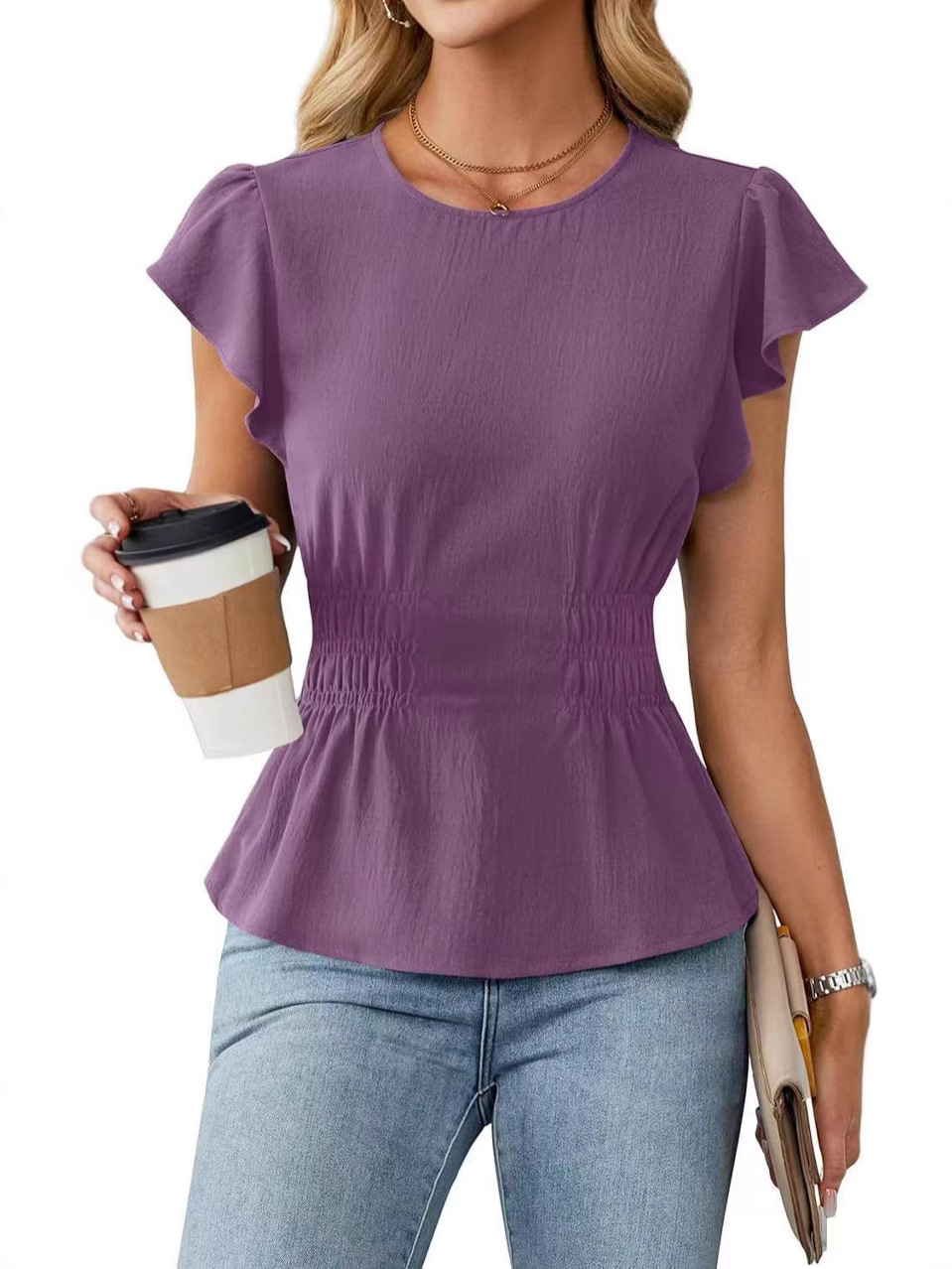 Women Ruffle Short Sleeve Blou - огляд і ціна Women Top Fashion