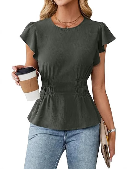 Women Ruffle Short Sleeve Blou - огляд і ціна Women Top Fashion