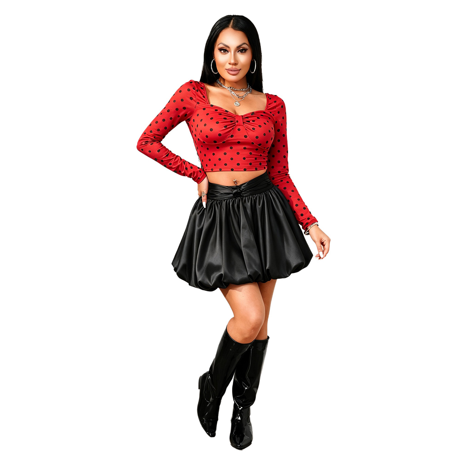 Womens Long Sleeve Polka Dot C - огляд і ціна Women Top Fashion