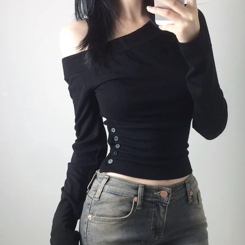 Y2K Vintage Pleated Button T-S - огляд і ціна Women Top Fashion