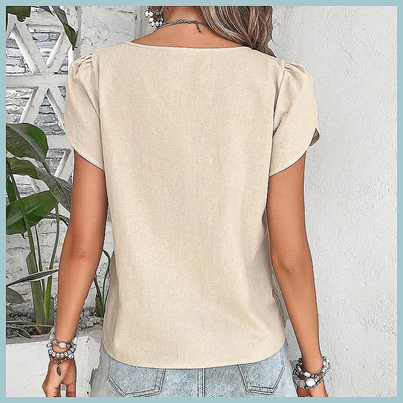 2024 Summer Vintage Solid Colo - огляд і ціна Women Top Fashion